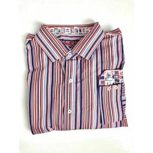 $168.00 Robert Graham Blue & Orange Button-Front Shirt XXL Big and Tall size.